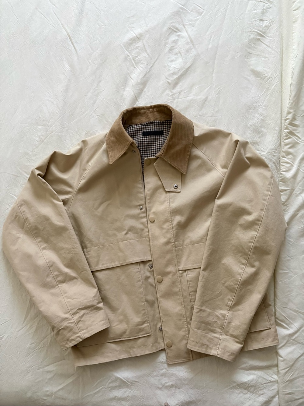 Uniqlo Casual Cotton Jacket with Contrast Corduroy Collar